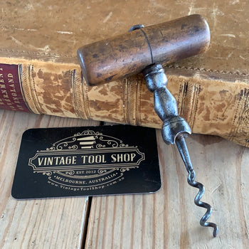 SOLD Antique wooden handle BOTTLE OPENER CORKSCREW T7532