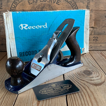 SOLD T9537 Vintage RECORD England No.4 smoothing PLANE IOB box