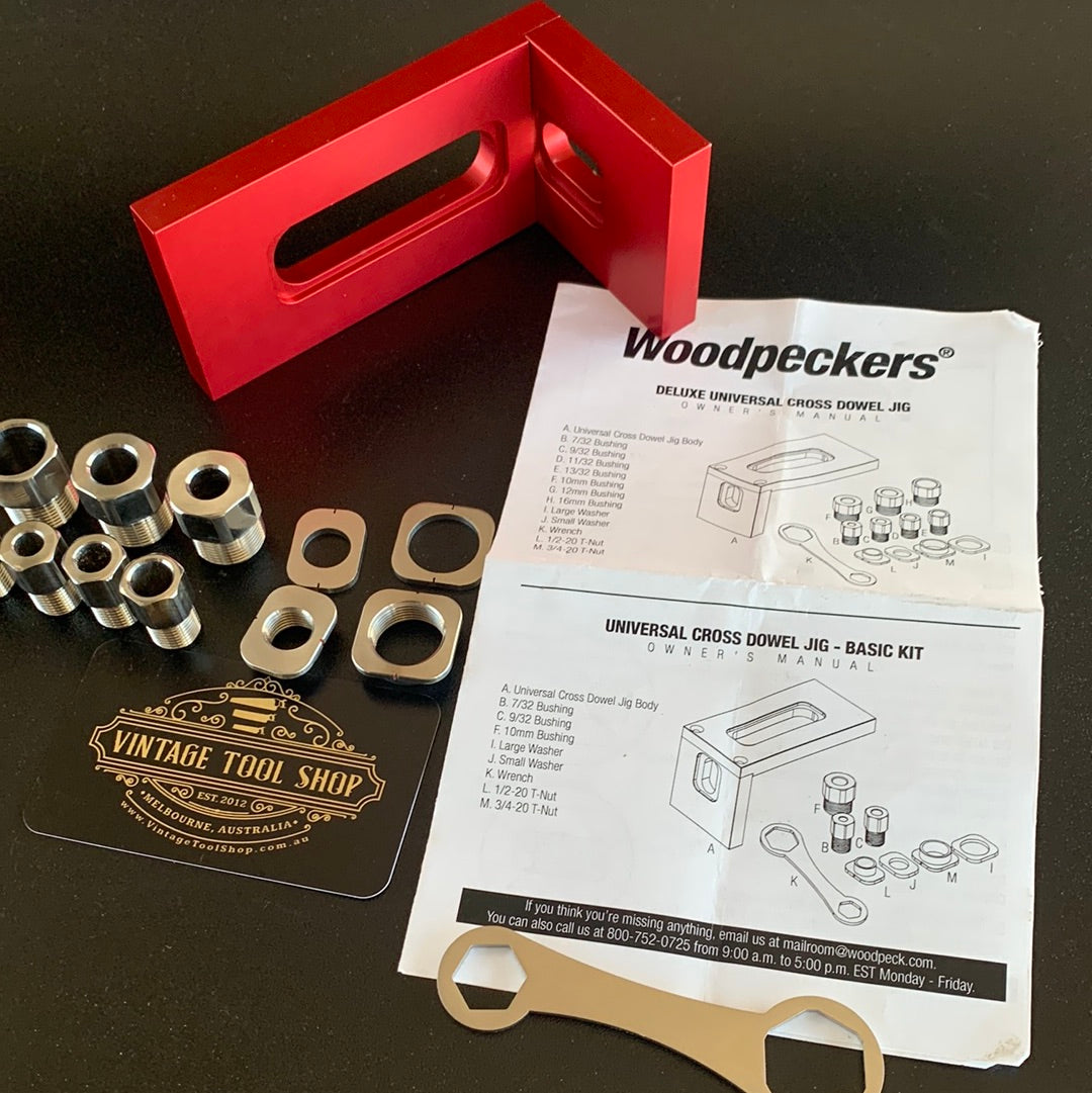 SOLD WP25 USA made WOODPECKERS Deluxe Universal cross DOWEL JIG IOB instruction