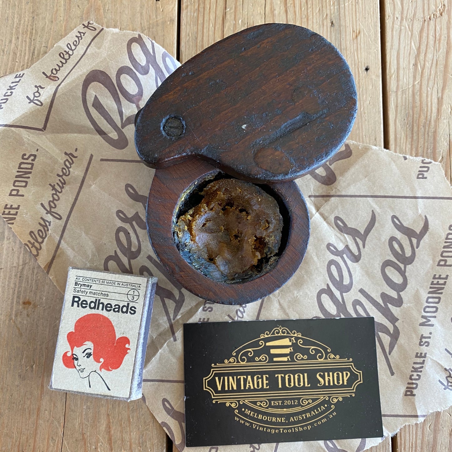 SOLD Antique Beech Wooden GREASE BOX T4207