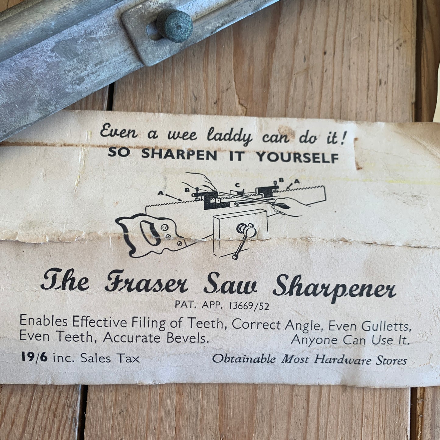 SOLD Vintage FRASER SAW SHARPENER made in Preston Melbourne IOB T2702