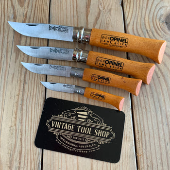 SOLD Set of 4 French OPINEL No. 3, 5, 6 & 8 pocket KNIVES Knife T8980