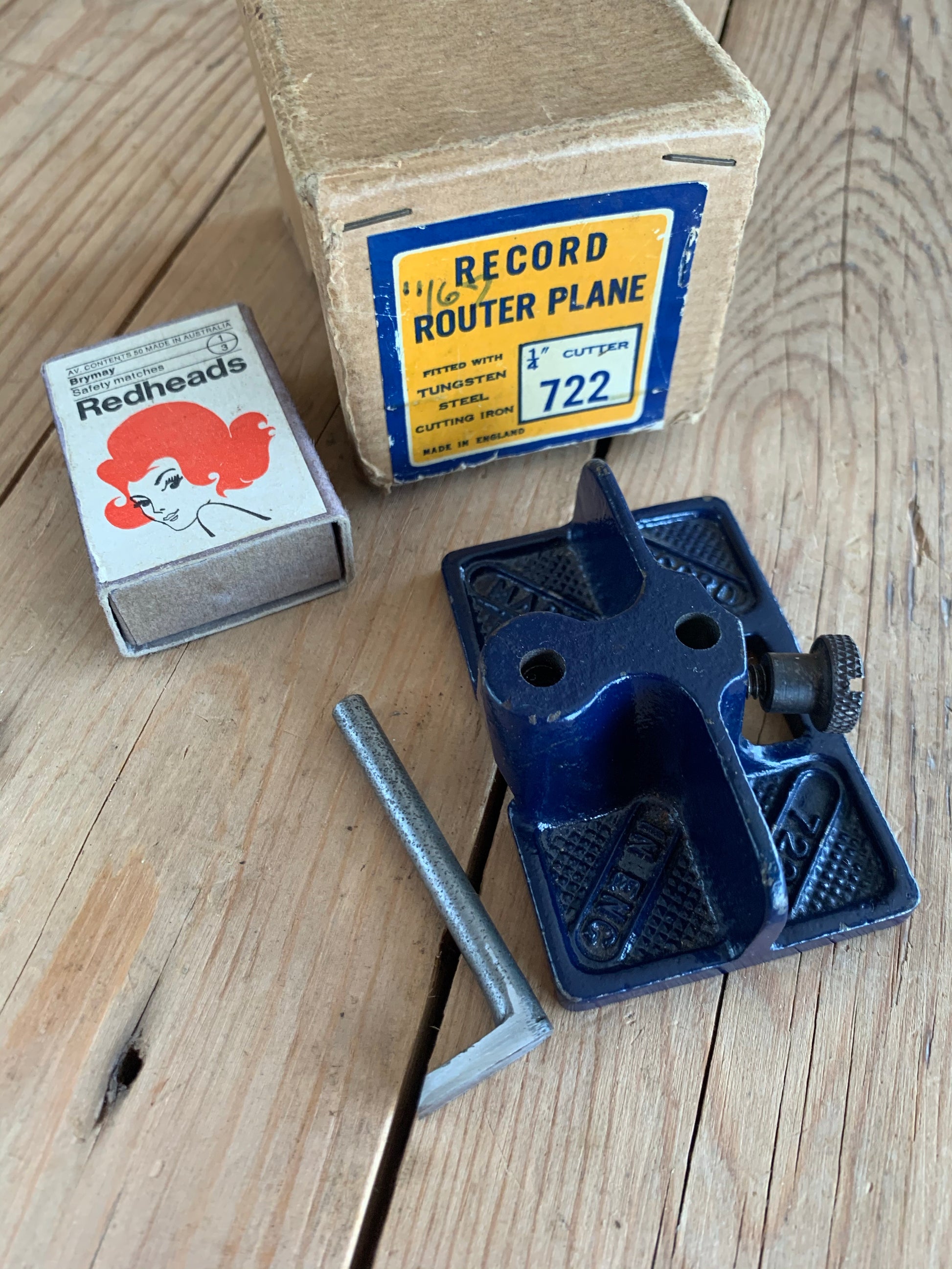English RECORD ROUTER PLANE No.722 in original box Tungsten steel blade