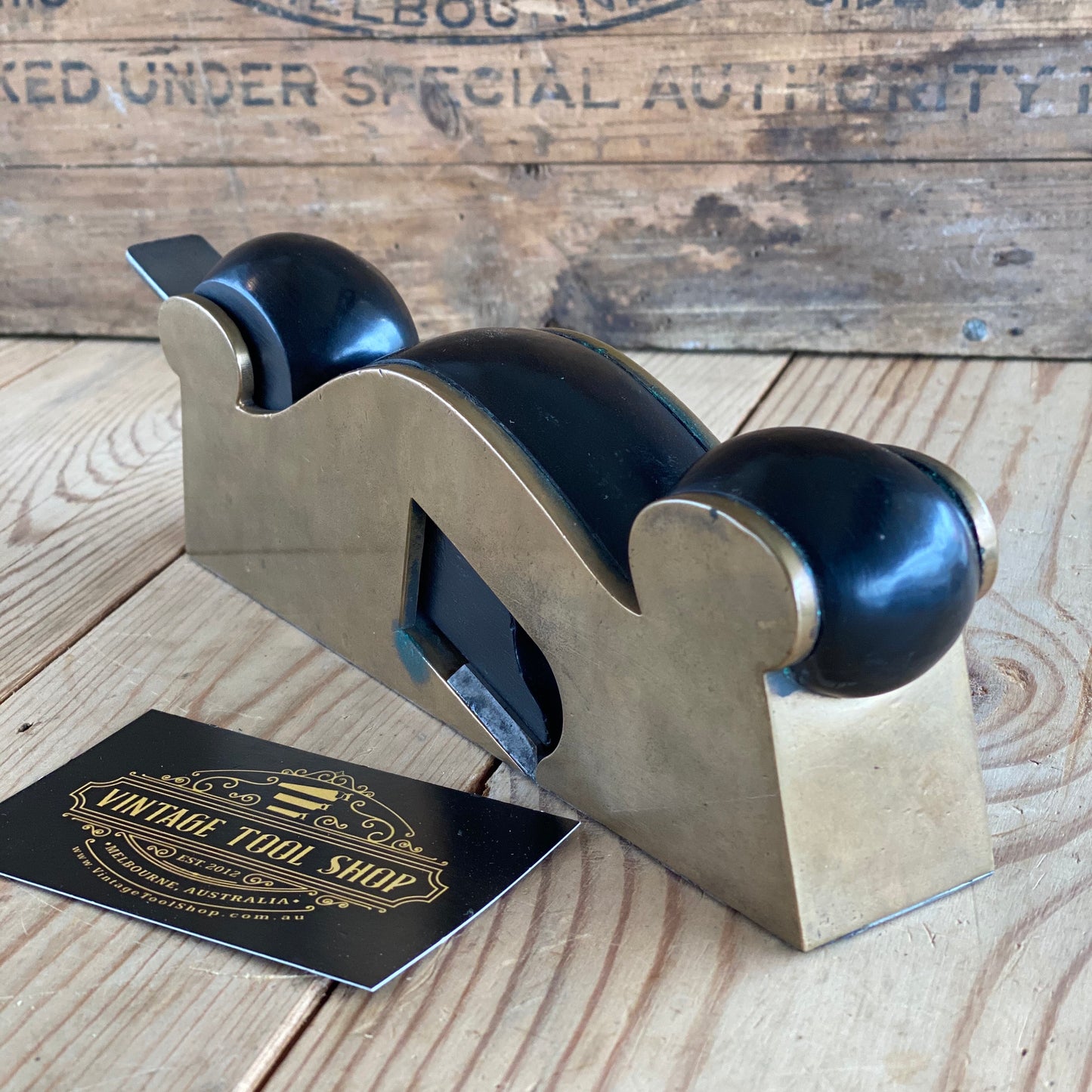 SOLD Antique EBONY & BRONZE infill shoulder PLANE T648