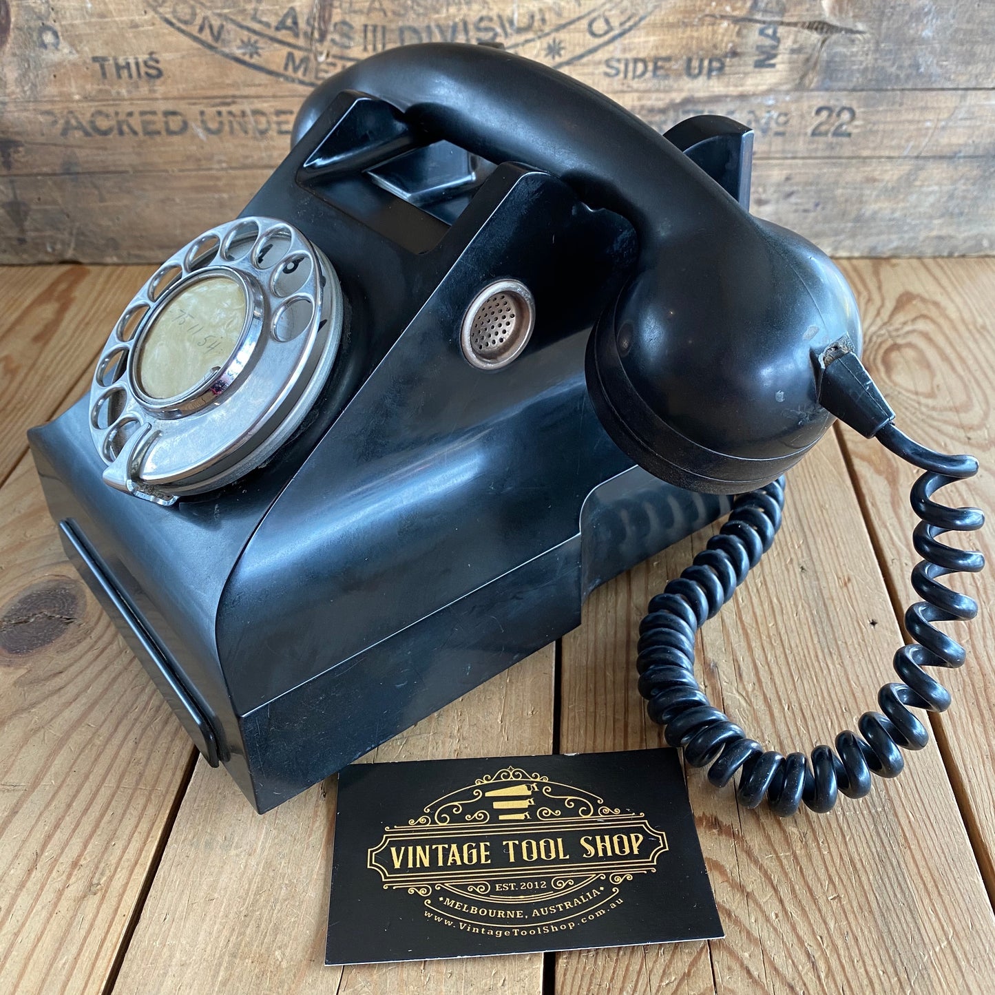 SOLD Vintage BLACK BAKELITE PHONE display item T4359
