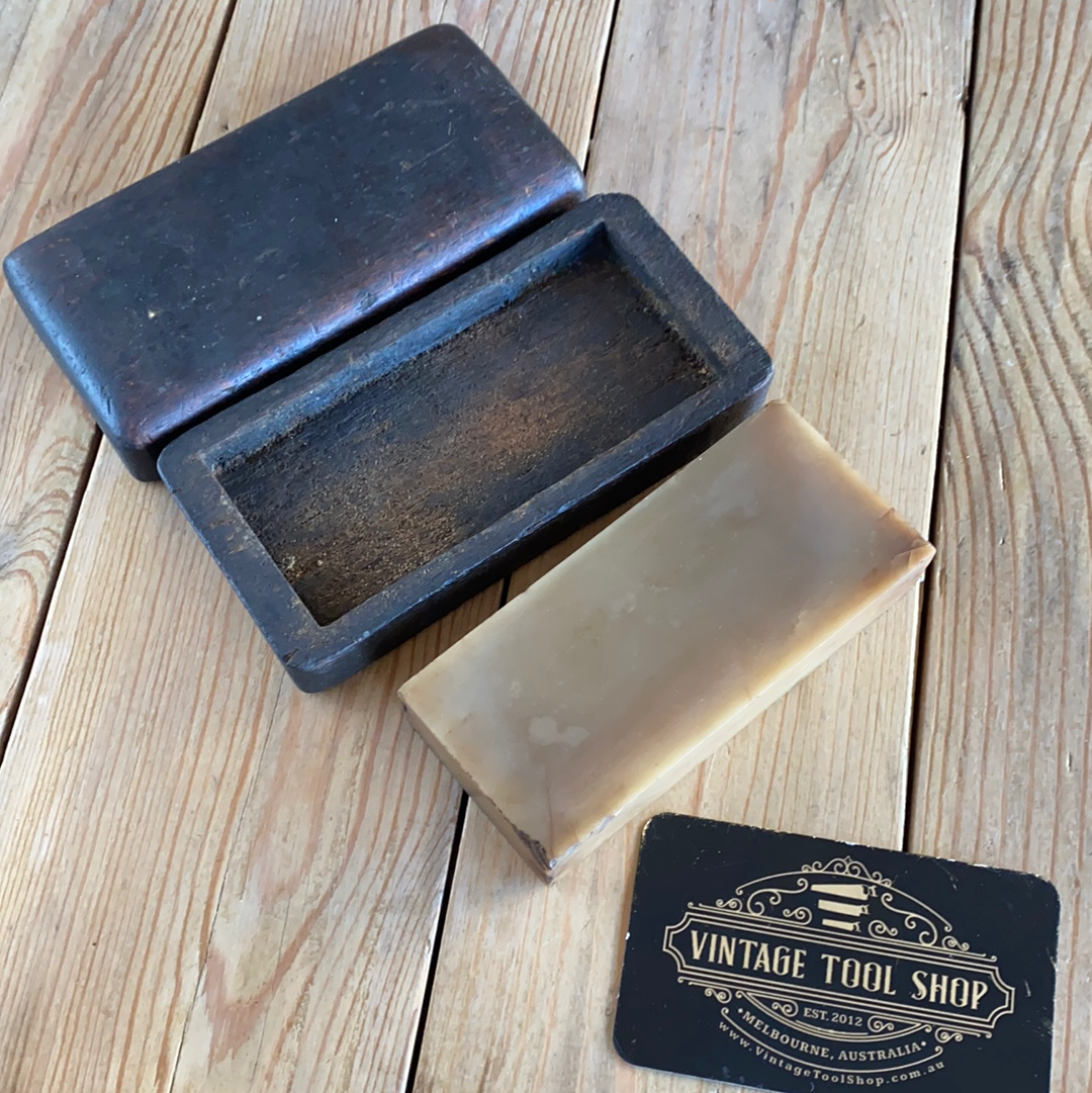 SOLD Vintage GENUINE HARD TRANSLUCENT ARKANSAS Natural Sharpening Stone in wooden box A165